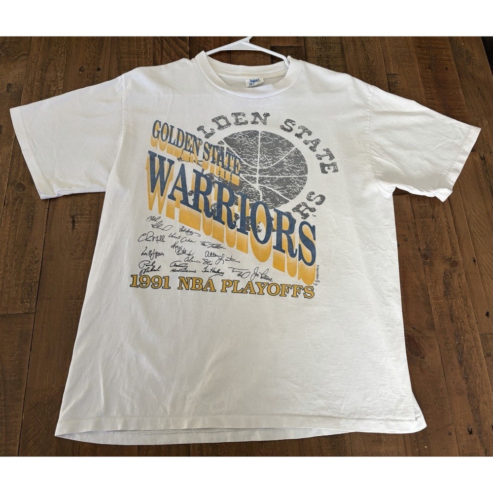 Vintage 1991 Golden State Warriors Playoffs T-Shirt USA Made Super Shirts Size L